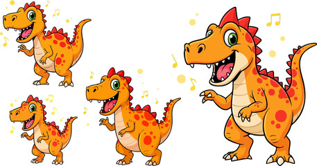 Cartoon singing orange dinosaurs family