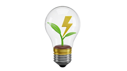Lightbulb with plant and lightning bolt symbol