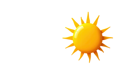 A vibrant, cartoonish sun radiating light against a stark black background