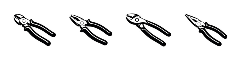 Tool vector icons set. hand tools, pliers, repair symbols