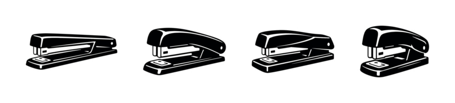 Office staples vector icons set. supplies, stationery, desk items symbols