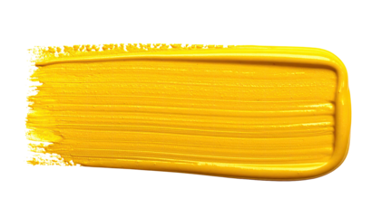 A vibrant, close-up shot of a single, textured yellow paint brushstroke on a black background