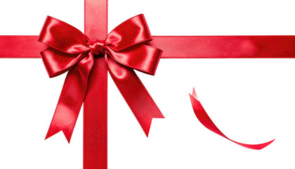 A vibrant, close-up shot showing a classic red satin bow and ribbon against a black backdrop