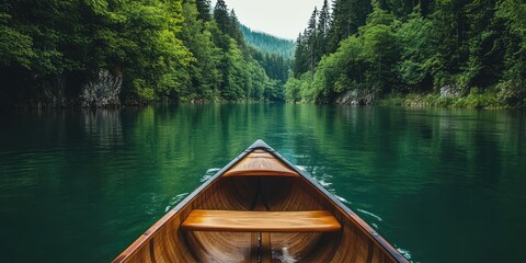 A small boat is in the middle of a lake