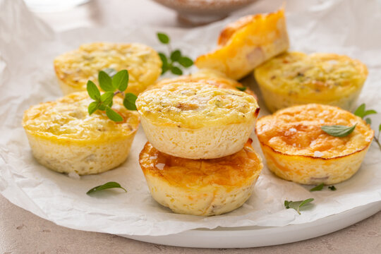 Egg bites with ham and cheese, and chicken and pesto, high protein snack idea