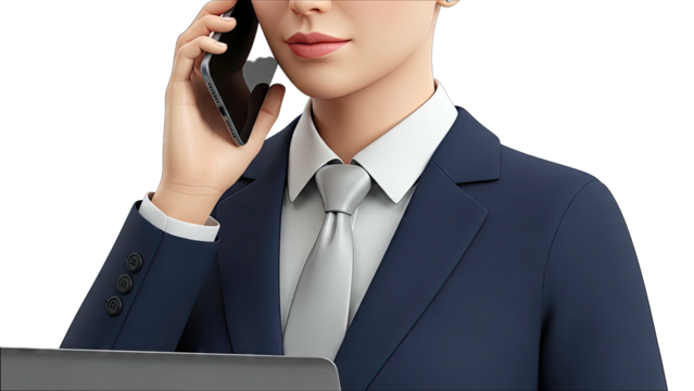 Professional Woman Talking on Phone in Suit - Powered by Adobe