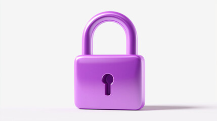 Purple Lock Icon Isolated on White Background &ndash; Cyber Security, Data Protection, Privacy, Encryption and Digital Safety Concept