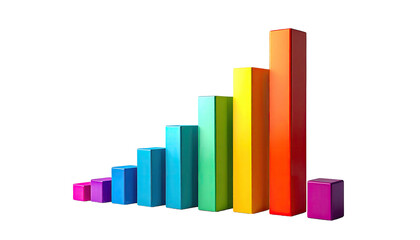 A vibrant, colorful 3D bar graph ascending in height against a stark black background