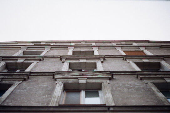 Parisian facade from the ground, France.