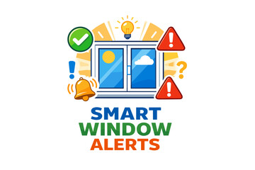 Fototapeta premium Smart window alerts technology: safety notifications and weather monitoring