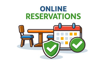 Online reservations concept with calendar and check marks in colorful vector illustration