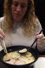 Steaming Hot Bowl of Traditional Japanese Ramen