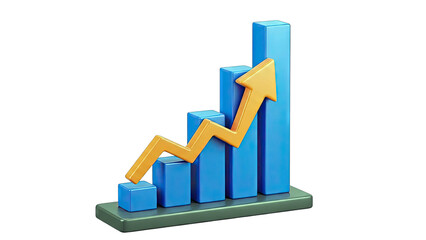3D Bar Graph with Upward Arrow