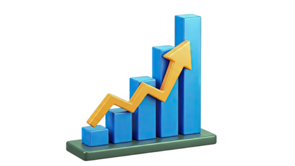 3D Bar Graph with Upward Arrow