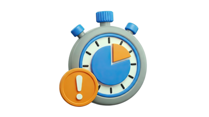 3D Stopwatch Icon with Exclamation Mark