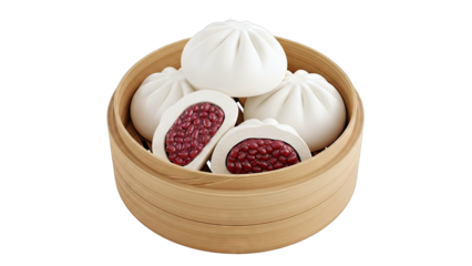 Red Bean Buns in Bamboo Steamer