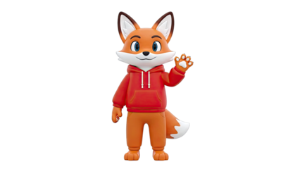 Cartoon Fox Waving Hello