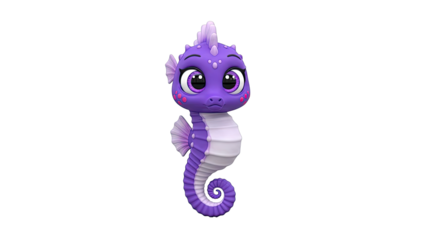 Cute Cartoon Purple Seahorse