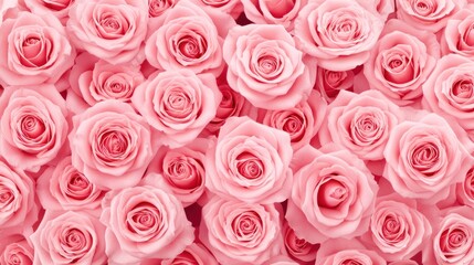 Abundant soft pink roses with geometric background