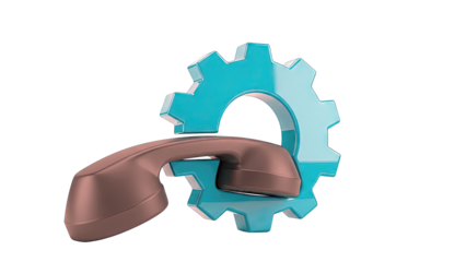Telephone handset and gear icon