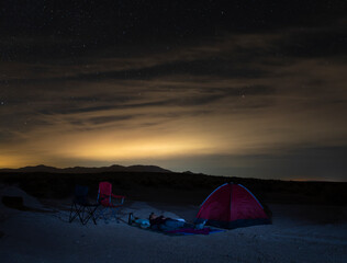 camping woman star gazing anza borrego desert national park california USA