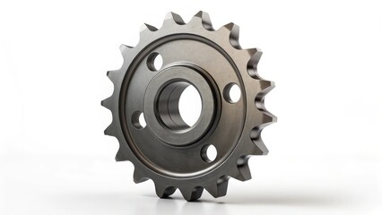 Industrial Steel Sprocket with Teeth Isolated on White