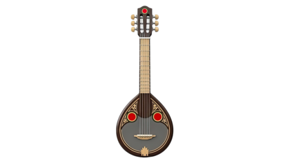 Lute with Red Accents and Ornate Design