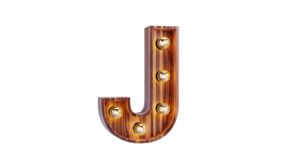 Wooden Marquee Letter J with Incandescent Bulbs