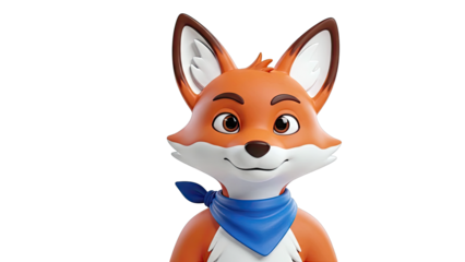 Cartoon Fox Wearing a Blue Bandana