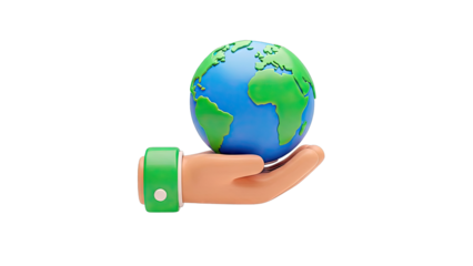 Cartoon hand holding the Earth