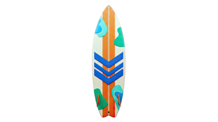 Surfboard with Abstract Pattern and Chevron Design