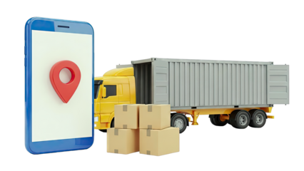 Logistics and Delivery App Concept with Truck and Packages