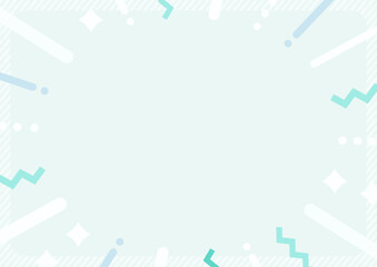ミントグリーンのシンプル装飾フレーム背景｜A4  横長 高画質