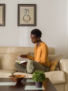 Woman reading academic literature