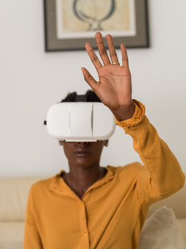 Woman enjoying VR game