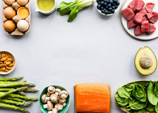 Food on white background with copy space