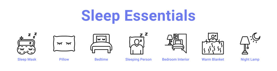 Sleep Essentials Icon Banner and Collection