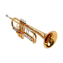 Obraz premium Professional Brass Golden Trumpet Musical Instrument Isolated on White Background