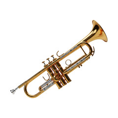 Obraz premium Professional Brass Golden Trumpet Musical Instrument Isolated on White Background