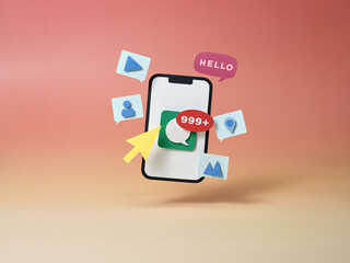 Smartphone surrounded by message bubbles