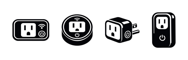 Obraz premium Smart plug vector icons set with modern socket symbols and electrical device designs