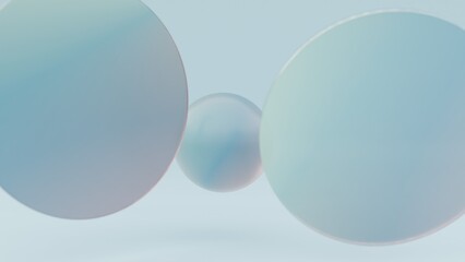 Abstract 3D rendering of soft blue and white floating spheres
