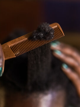Hair Grooming Process With a Comb 