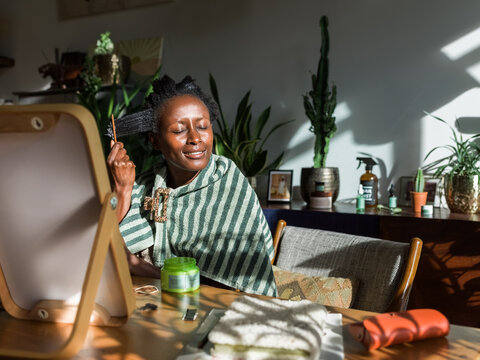 Woman enjoying self care 