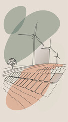 2026 Renewable Energy Farm with Wind Turbines and Solar Panels