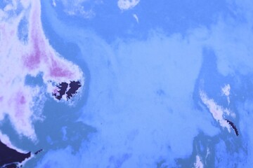 Illustration of an abstract background in blue. Aerial view and map. Illustration of clouds and ground. Pattern and art. Clouds movement in illustration.