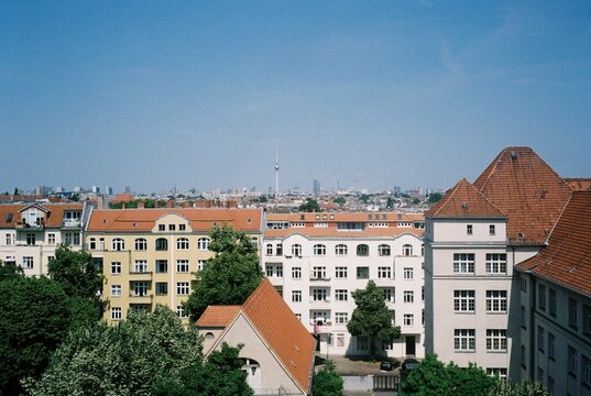 Berlin Rooftops and Sky with TV Tower on 35mm Film