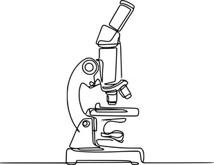 An isolated optical microscope stands on a white background as an essential laboratory instrument for scientific research, microbiology education, and medical discovery in biotechnology