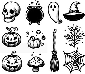 halloween pumpkin set, halloween pumpkin icons