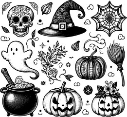 halloween icons set